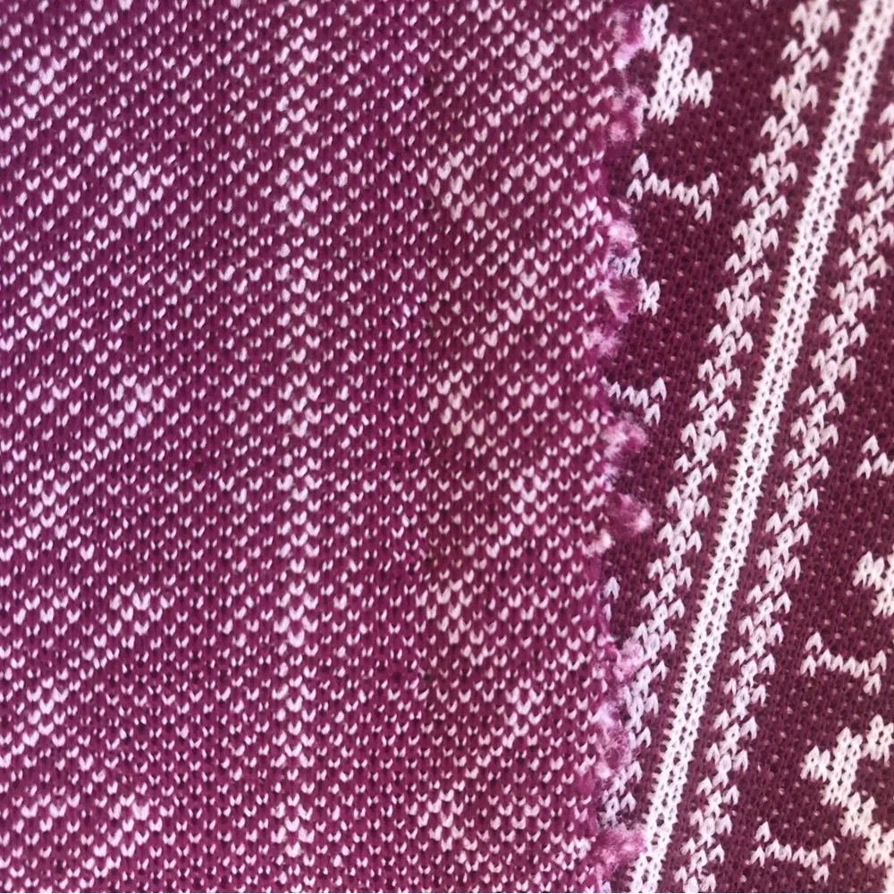 1970s fabric, double knit, burgundy and white, 70” x 62”